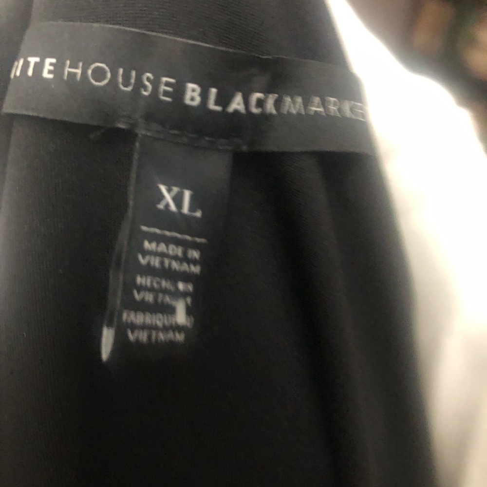 White House Black Market Black Midi Halter Dress with White Neck Tie - Picture 7 of 7